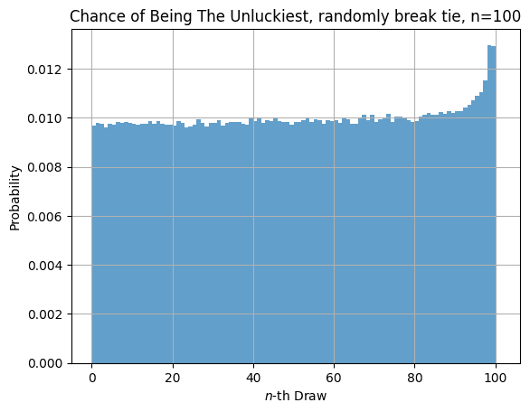 n=30, y=10, with rounding and clipping, randomly break ties